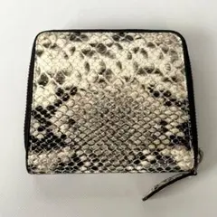 ミッレフォッリエ パイソンナチュラル　ギボシ留め二つ折り財布　革工房比留間 ミッレフォッリエ パイソンナチュラル ギボシ留め二つ折り財布 革工房