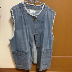 Discoat フリンジ デニム ベスト ジレ