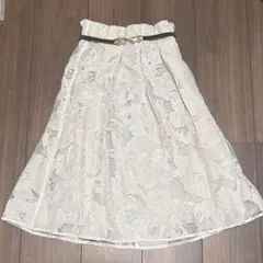 グレー　花柄　オーガンジー　スカートのサムネイル