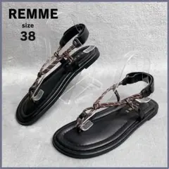 美品✨ レメ REMME コード トングサンダル size38 黒 × 茶のサムネイル