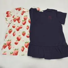 【新品】　hakka kids 半袖Tシャツ 2枚セット 120cm いちご柄のサムネイル