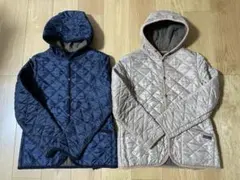 スモックショップキルティングジャケット2点セットネイビー&ベージュSサイズ