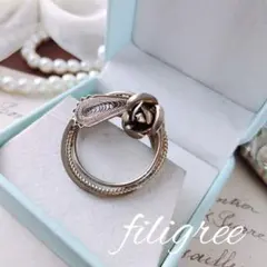 銀線細工 フィリグリー 薔薇 ローズ サークル スカーフクリップ ヨーロッパ