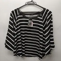 新品タグ付き　黒しまカットソー　Lサイズ