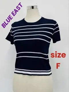 BLUE EAST⭐︎夏涼しげ⭐︎大人気ボーダー柄⭐︎半袖サマーニット【中古】C96のサムネイル