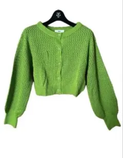 【WEGO】ウィゴー メッシュカーディガン グリーン F 丈短め