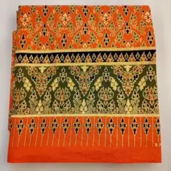 【中古】タイ コマパット風 コットン生地 オレンジ色