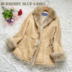 BURBERRY BLUE LABELベージュ系フェイクファーコート
