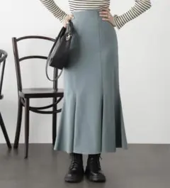 カラーマーメイドスカート ブルーグリーン