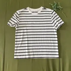 H&M ホワイト/ブラックストライプ Tシャツ Mサイズのサムネイル