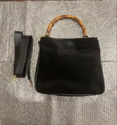 GUCCI オールドグッチ バンブー スエード トートバッグ 黒 A4可 - メルカリ
