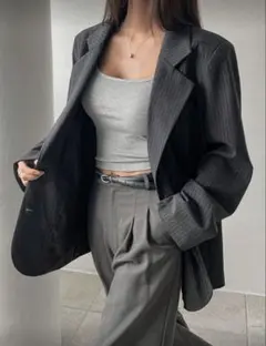 ストライプ柄 カジュアル 長袖ブレザージャケット