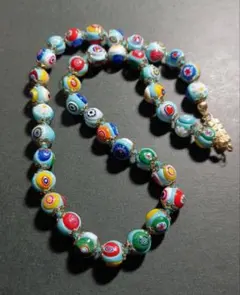 希少　ベネチアンガラス　ネックレス　美品　ミルフィオリ　ヴェネチアンガラス