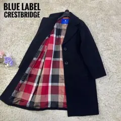 ブルーレーベルクレストブリッジ　チェック柄　ウール　チェスターコート　38 黒のサムネイル