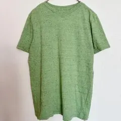 キャットアンドジャック 杢調 Tシャツ Vネック半袖 L 緑 綿混 お出かけ
