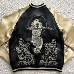 百花繚乱 リバーシブル 別珍 スカジャン ブルゾン ジャケット 龍 刺繍