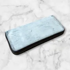 長財布　メンズ　本革　牛革ブライドルレザー ヌメ革 ブルー