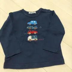 ゆーこ様専用familiar 車刺繍 ネイビー Tシャツ90