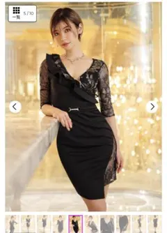 アシンメトリーカラーフロントジップタイトミニドレス