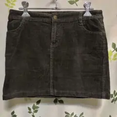 メ(^ ^)y【MANGO】コーデュロイ 台形 ミニスカート カーキブラウン