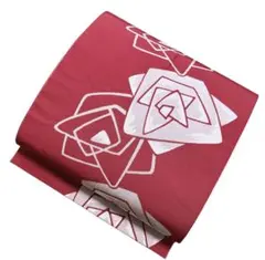 T10-1開名古屋帯　全通柄 花柄 正絹 着物帯　仕立て上がり