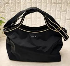 agnes b. VOYAGE 2wayトートバッグ ナイロン A4可 ブラック