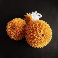 【特別値下げ中】ゴールド 花　コサージュ　ヘアアクセサリー 3点セット　送料無料