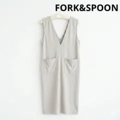 FORK&SPOON Vネックジャンパースカート M〜L相当　グレージュ 2