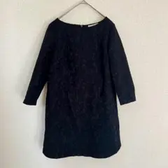 Zelal MOTOMACHI 花柄ジャカード ワンピース 7AR ネイビー