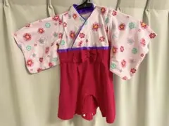 ベビー袴　ロンパース　70〜80 赤・ピンク・花柄