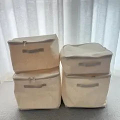 【USED】ポリエステル麻 ソフトボックス 4つセット　小さな汚れ有りのため激安のサムネイル