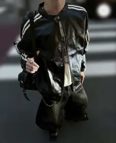 ブラックレザー ライダースジャケット