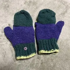 【値下げ】手袋　青　緑　ニット　裏フリース