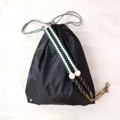 パラコード ナップサック Y2K テック系 ハンドメイド ワンショルダー 緑白金