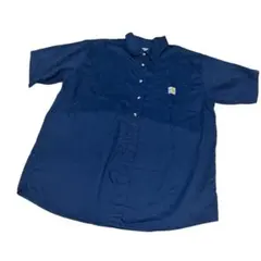 Carhartt FR 半袖シャツ　ボタンダウン　ワークシャツ ネイビー　ロゴLのサムネイル