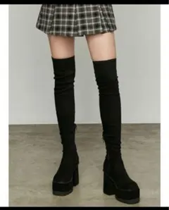 EMODA エモダ　スクエアフィットロングブーツ ブラック ロングブーツ