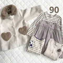 ベビー服　プティマイン　女の子　長袖　秋冬　90 まとめ売り４点セット