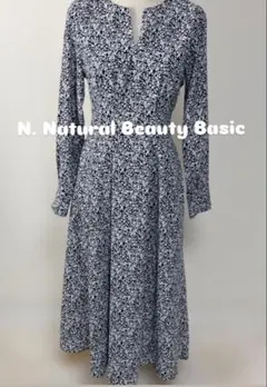 エヌ ナチュラルビューティーベーシック* ウエストタックキーネックワンピース