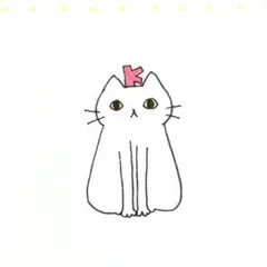 【1088】【白猫の絵】オリジナル手描きアナログイラスト原画　自作創作アート作品