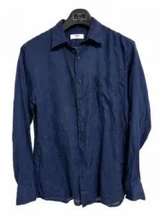 UNIQLO ユニクロ 331-482431 メンズ長袖麻 リネンシャツネイビーのサムネイル