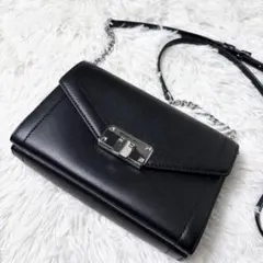 極美品　MICHAEL KORS チェーンショルダーバッグ　レザー　ブラック