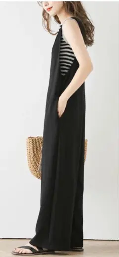 La-gemme 前後2way Vネックオールインワン　ワイドストレッチ