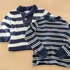 ポロシャツ ネイビーとホワイト ストライプ 　24Month　2T　2枚セット