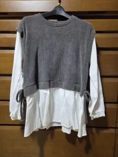 レイヤード長袖トップス M