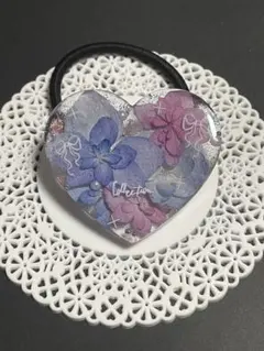 168〉紫陽花のハートヘアゴム(レジン) - メルカリ