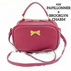 極美品 イアパピヨネ ブルックリン リボン ボックスポシェットバッグ ボルドー