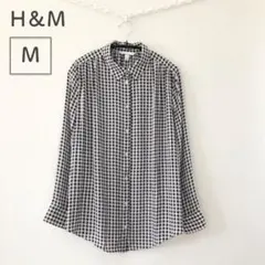 ♡ H&M ♡ 長袖シャツ ♡ M ♡ 白黒 ♡ ギンガムチェック ♡