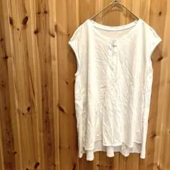 【イノウェーブ】Tシャツ　半袖　丈長め　清楚　綺麗め　ホワイト系　白色系　Ｌのサムネイル
