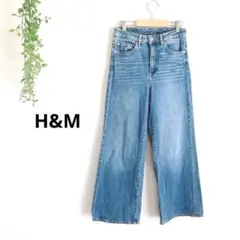 H&M ハイウエストデニム　ストレートレッグ　EUR34 大人カジュアル