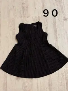 COMME CA ISM ブラックストライプ ワンピース 90 キッズフォーマル